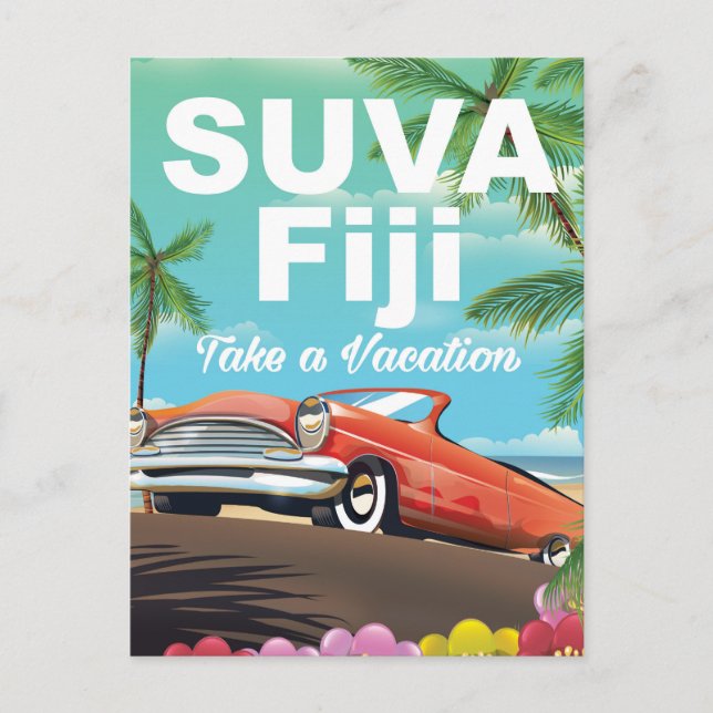 Suva, Fiji vintage semesteraffisch Vykort (Framsida)