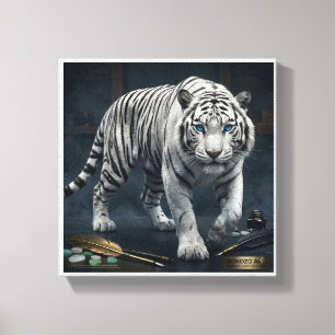 Suverän Tiger" Majestätisk Vit Tiger Finkonstduk Canvastryck