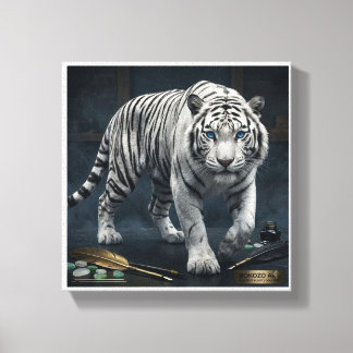 Suverän Tiger" Majestätisk Vit Tiger Finkonstduk Canvastryck