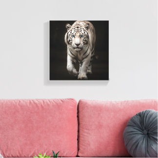 Suverän Tiger" Majestätisk Vit Tiger Finkonstduk Canvastryck