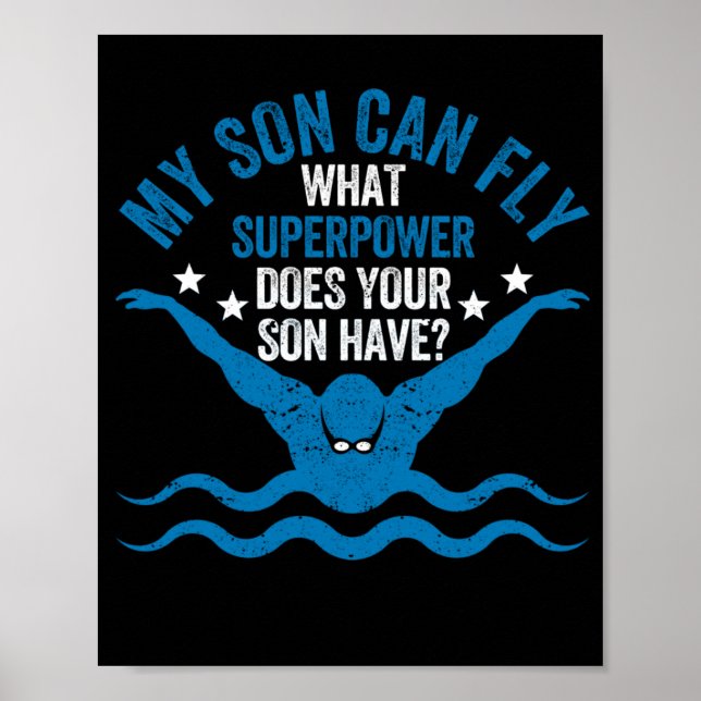 Suveränt Mamma Pappa Swimming Team Parti Mitt Poster (Framsidan)