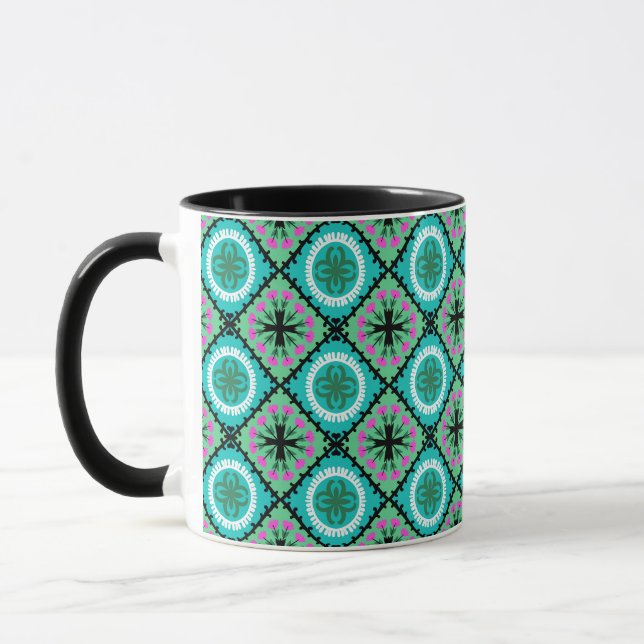 Suzani mönster med uzbekiska och Kazakhmotiv Mugg (Vänster)