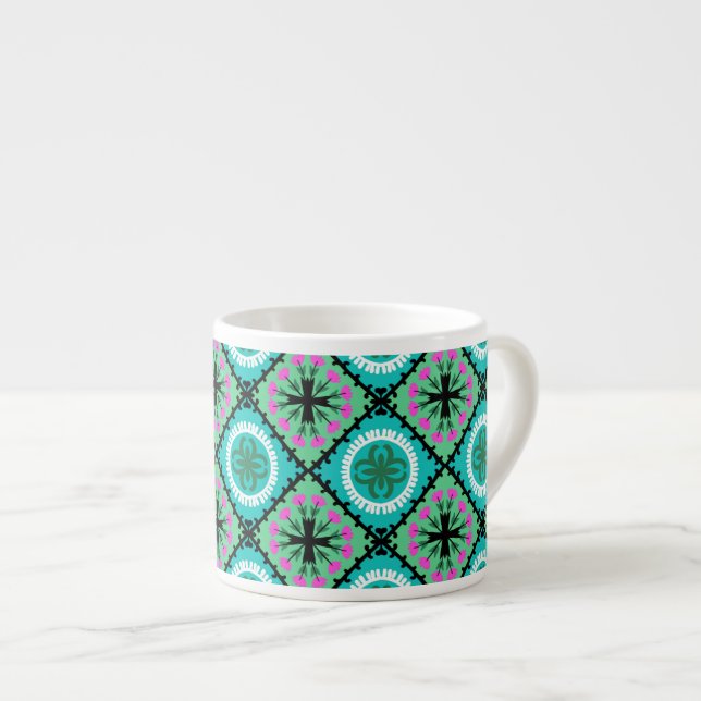 Suzani Mönster med uzbekiska och kazakstanska moti Espressomugg (Framsida höger)