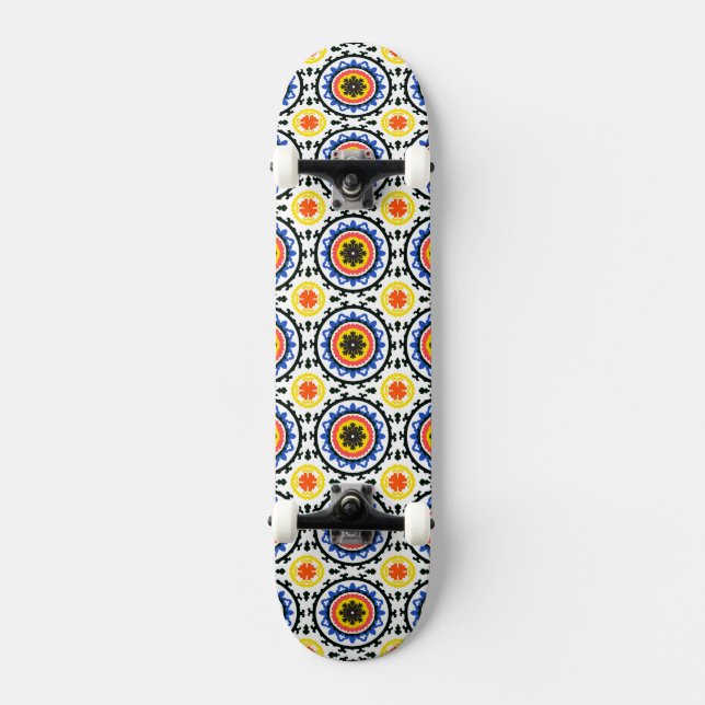 Suzani mönster mini skateboard bräda 18,7 cm (Framsida)