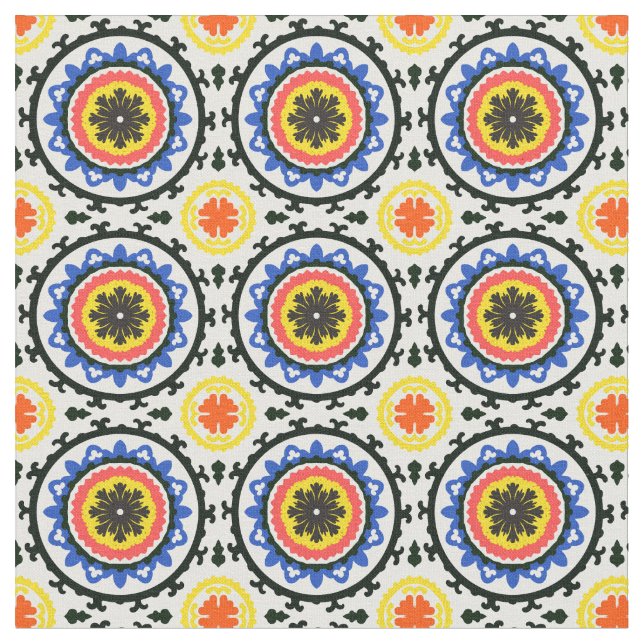 Suzani mönster tyg (Närbild)