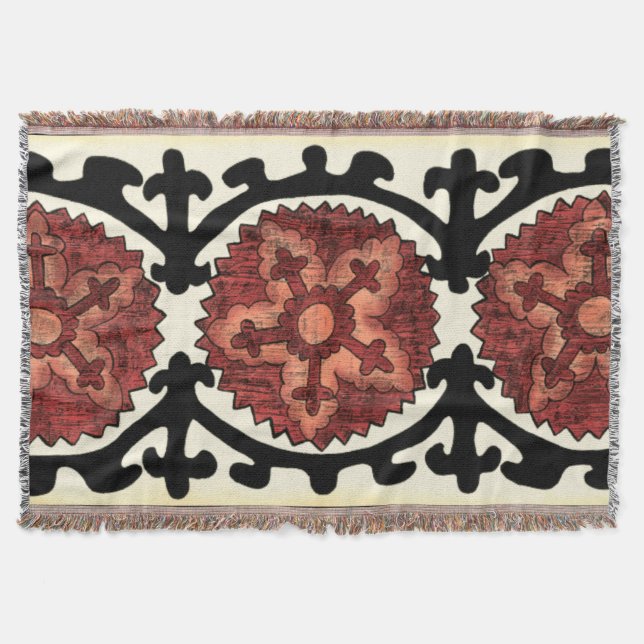 Suzani Stil Decorative Blommönster Filt (Framsidan)