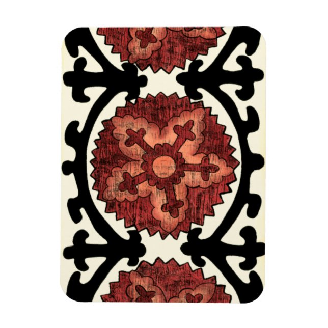 Suzani Stil Decorative Blommönster Magnet (Vertikal)