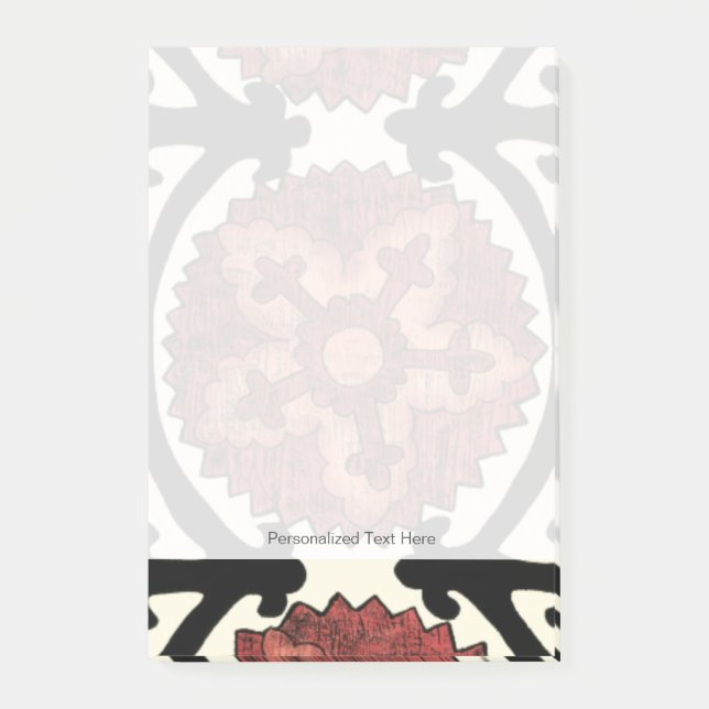 Suzani Stil Decorative Blommönster Post-it Block (Framsida)