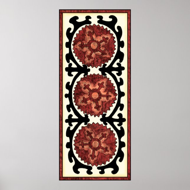 Suzani Stil Decorative Blommönster Poster (Framsidan)