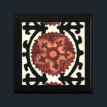 Suzani Stil Decorative Blommönster Smyckeskrin<br><div class="desc">Chariklia Zarris har utformat denna dekorativa blommigt på liknande suzani stil tapestry. Dessa stamtextilier kommer från Centralasien och spårar deras härkomst tillbaka till 1500-talet. Äg en biet i historien genom att köpa mönster!</div>