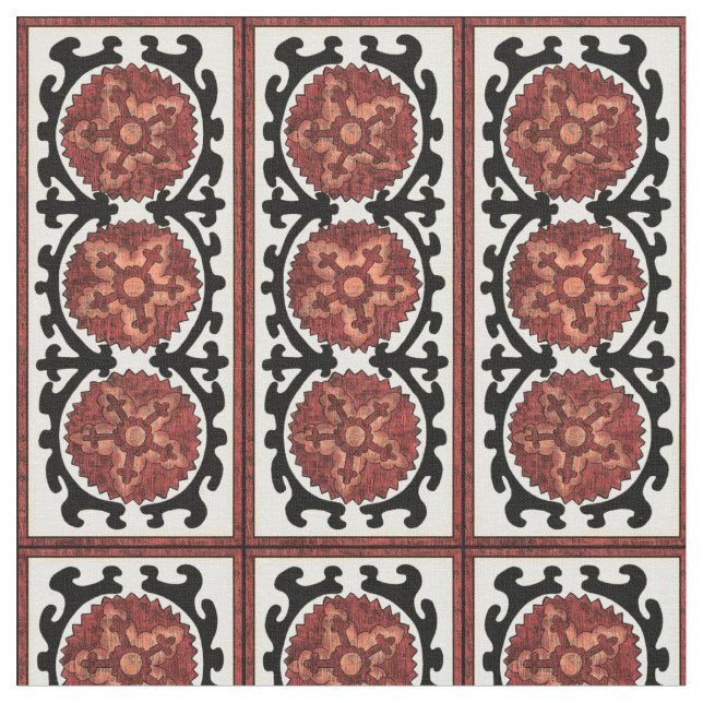 Suzani Stil Decorative Blommönster Tyg (Närbild)