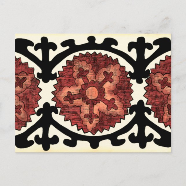Suzani Stil Decorative Blommönster Vykort (Framsida)