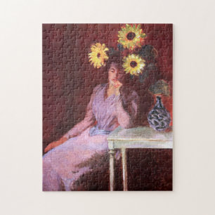 Suzanne Hoschedé med solblommor Monet Fine Art Pussel
