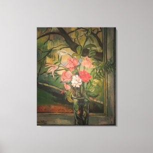 Suzanne Valadon Blommor framför ett fönster Canvastryck