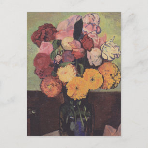 Suzanne Valadon Flower Vas på en Bord-runda Vykort