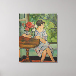 Suzanne Valadon Young Girl framför ett fönster Canvastryck