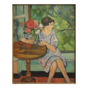 Suzanne Valadon Young Girl framför ett fönster Fototryck