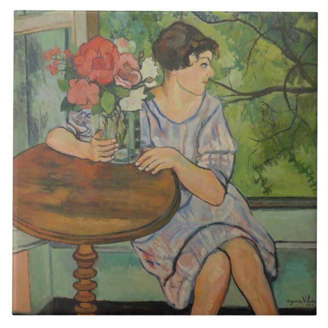 Suzanne Valadon Young Girl Front of a Window Kakelplatta (Framsidan)