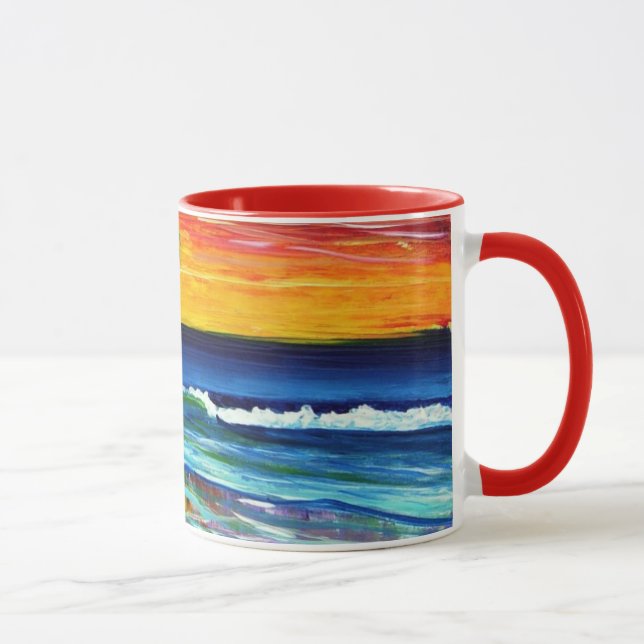 Suzannes konst Solnedgång Strand Mugg (Höger)