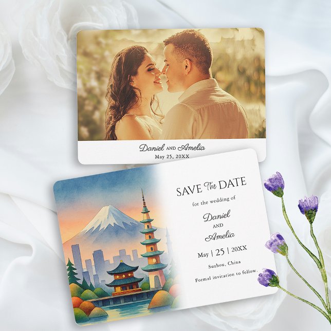 Suzhou, China Travel Theme Spara datumkortet Spara Datumet (Suzhou, China Travel Theme Save the Date Card)