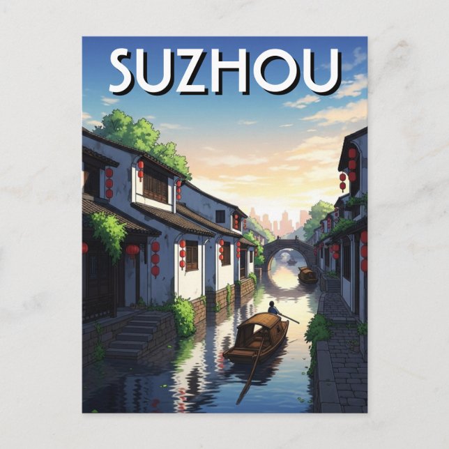 Suzhou Kina Resa Vykort (Framsida)