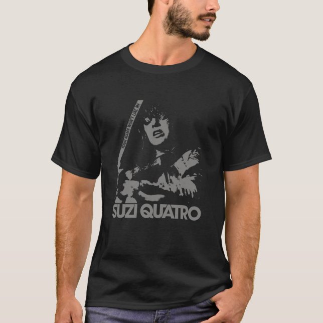 Suzi Quatro Bilder Stil 2 svartgrey T Shirt (Framsida)
