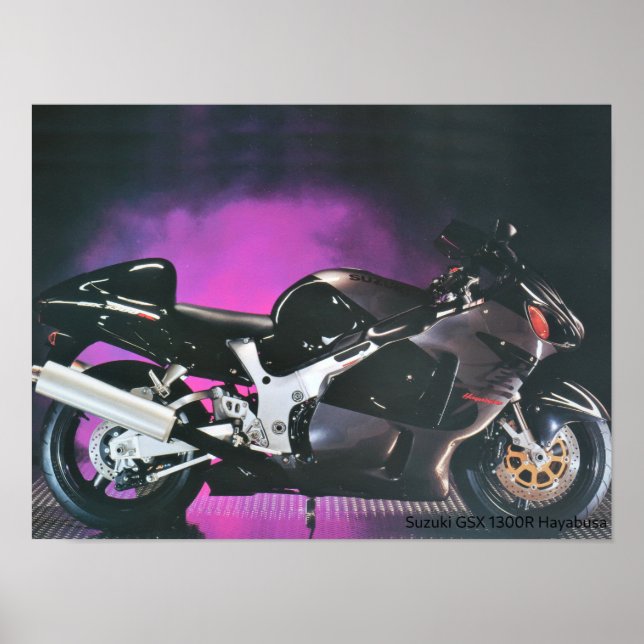 Suzuki Hayabusa GSX 1300R Motorcykel - A3 Poster (Framsidan)