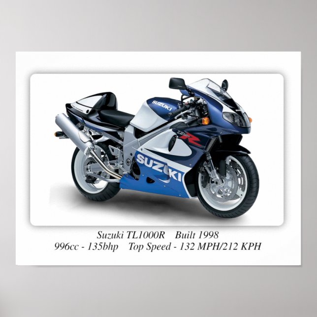 Suzuki TL1000R 1998 Motorcykel - A3 Poster (Framsidan)