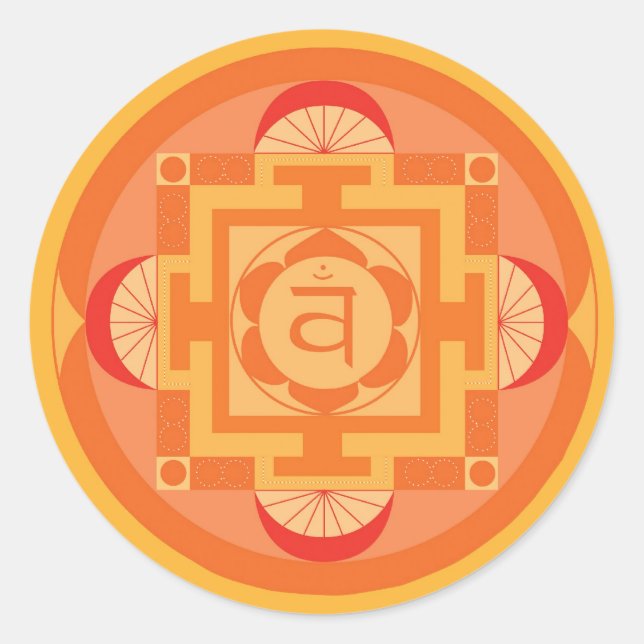 Svādhisthāna Chakra Mandala Runt Klistermärke (Framsida)