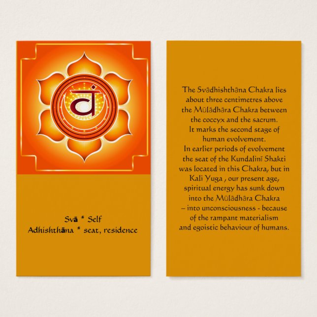 Svadisthana eller Sacral Chakra Card Visitkort (Framsida & baksida)