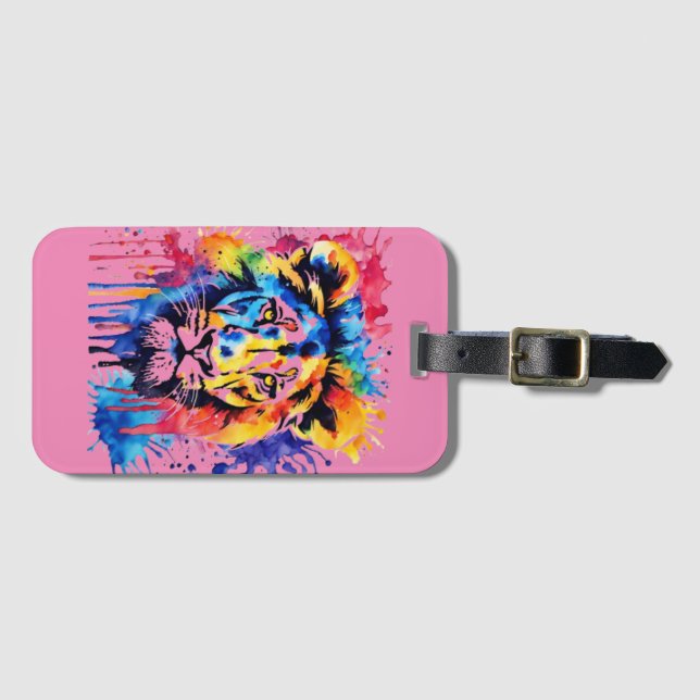 Svag lejon färglös vattenfärg bagagebricka (Framsida horisontal)