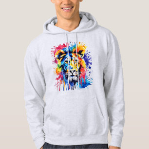 Svag lejon färglös vattenfärg hoodie