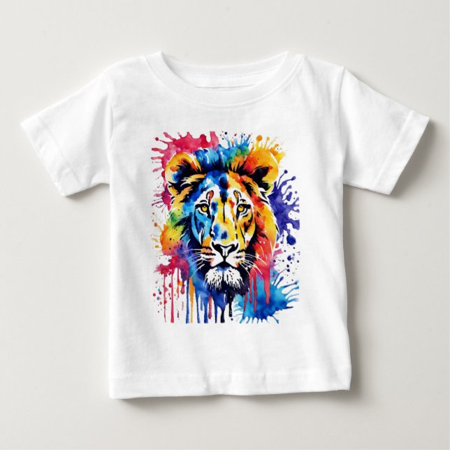 Svag lejon färglös vattenfärg t shirt (Framsida)