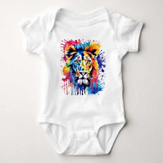 Svag lejon färglös vattenfärg t shirt (Framsida)