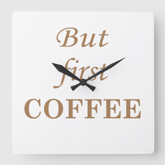 Svaga kaffetopporttecken fyrkantig klocka (Framsida)