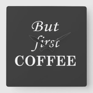 Svaga kaffetopporttecken fyrkantig klocka