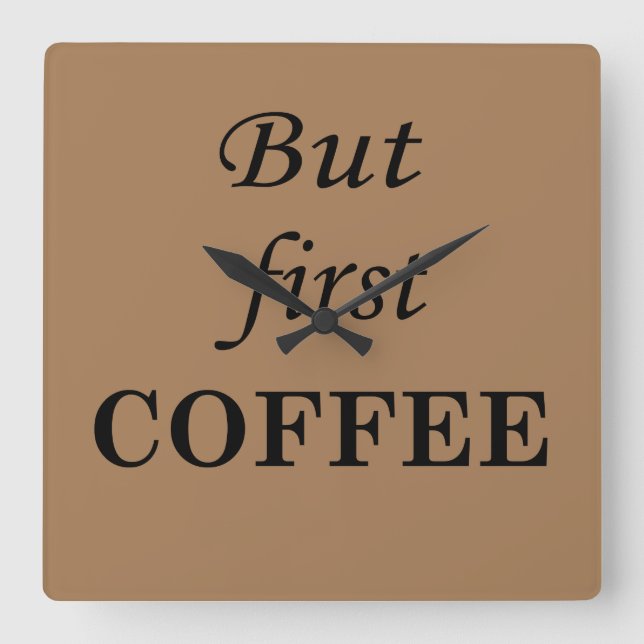 Svaga kaffetopporttecken fyrkantig klocka (Framsida)