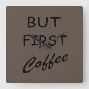 Svaga kaffetopporttecken fyrkantig klocka