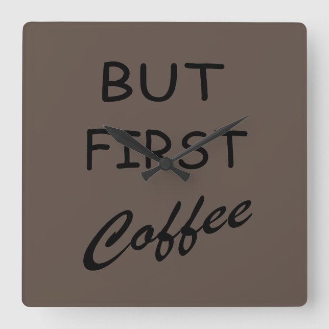 Svaga kaffetopporttecken fyrkantig klocka (Framsida)