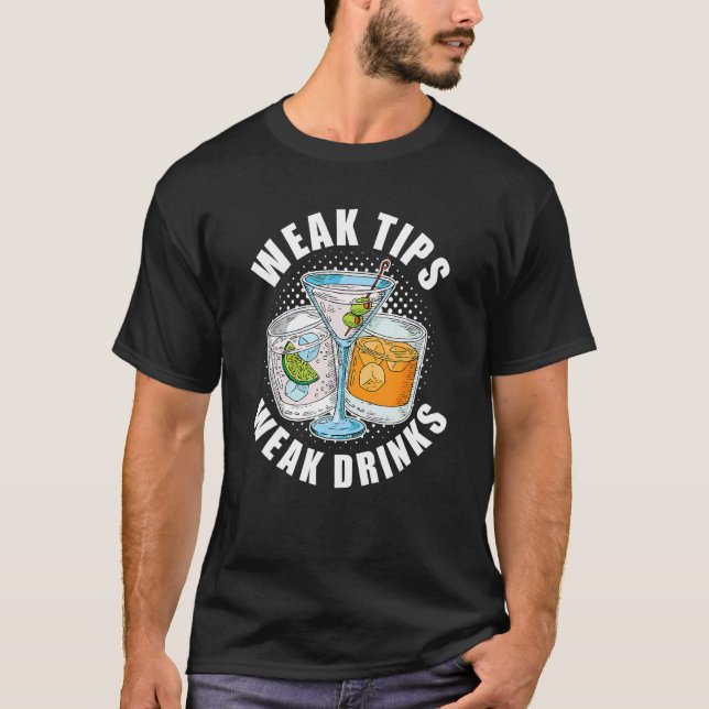 Svaga tips Svag Drinks Restaurant Server Servitör  T Shirt (Framsida)