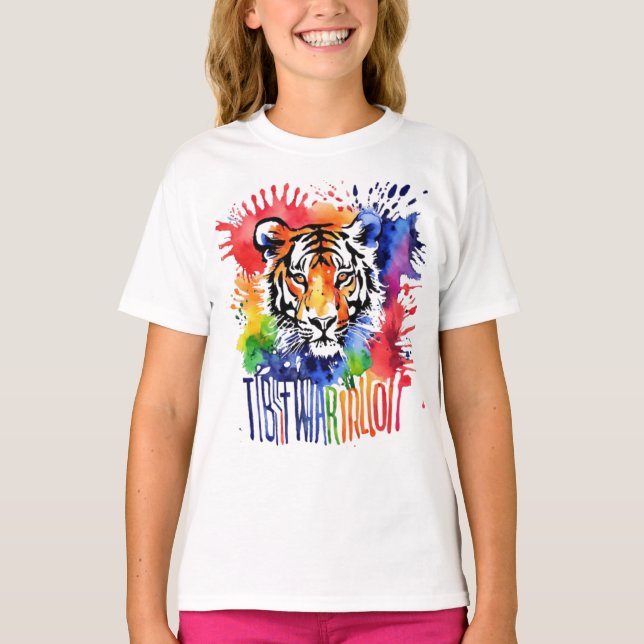 Svaga vattenfärgsfärgad tiger t shirt (Framsida)