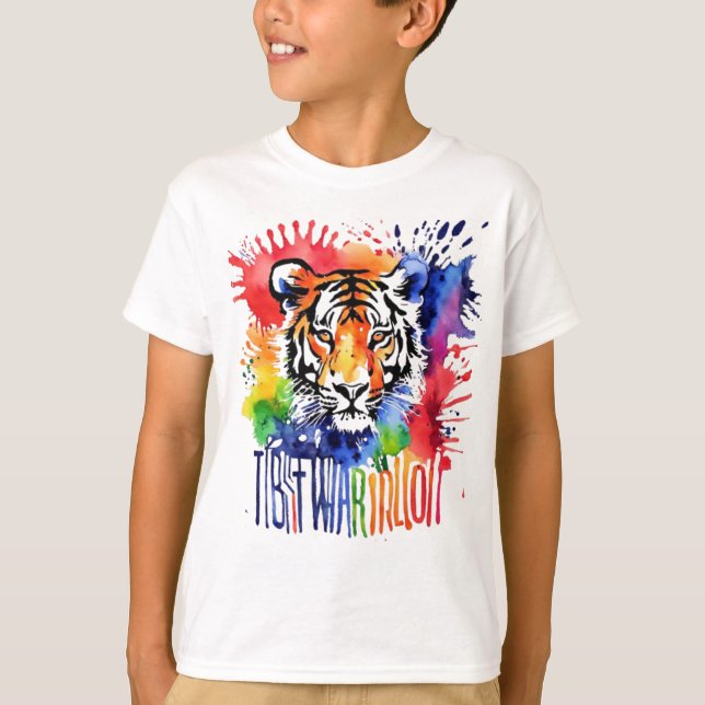 Svaga vattenfärgsfärgad tiger t shirt (Framsida)