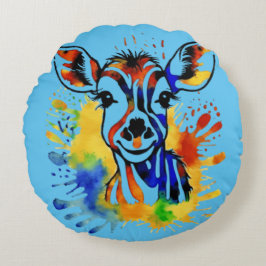 Svaga vattenfärgsfärgade antelopar rund kudde