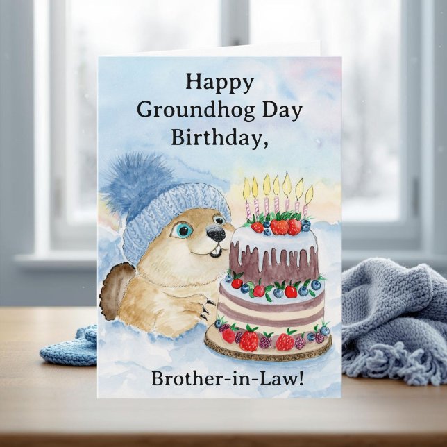 Svåger Glad Groundhog Day födelsedag  Kort (Skapare uppladdad)