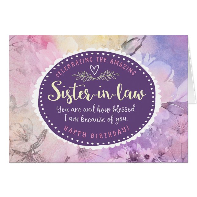 Svägerskafödelsedag som firar dig hälsningskort (Framsidan Horizontal)