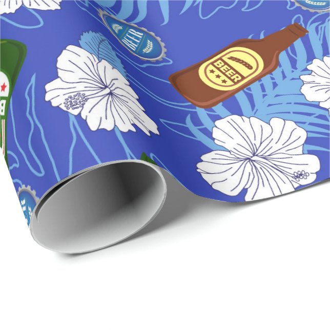 Svägerskapskalas ölflaska Tropisk blomma Bröllop Presentpapper (Rullad Hörn)