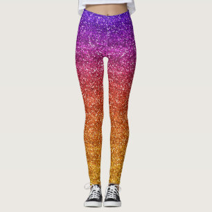 Svagt Lila och Orange Glitter Leggings