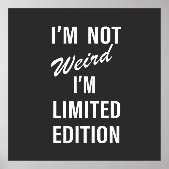 Svagt sarkastiskt ord, vitt teckensnitt poster (Framsidan)