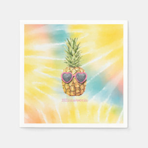 Sval Ananas, Vattenfärg Regnbåge Tie Dye Pappersservett