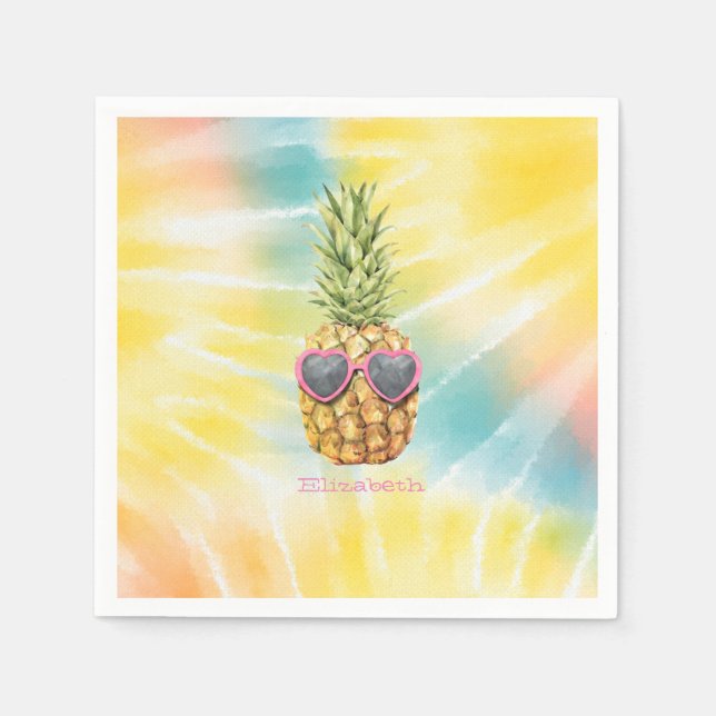 Sval Ananas, Vattenfärg Regnbåge Tie Dye Pappersservett (Framsidan)